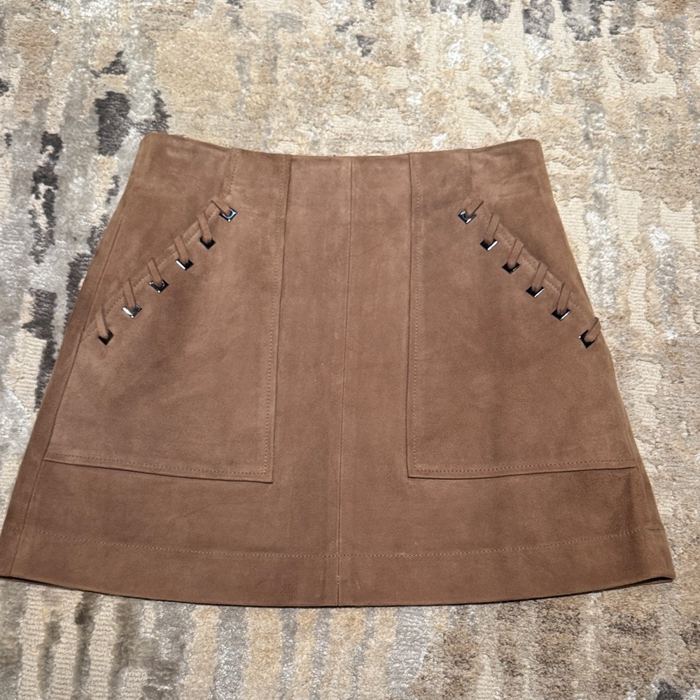 INTERMIX Tan Suede Mini Skirt